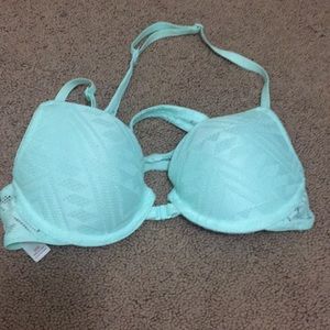 Front clasp blue bra